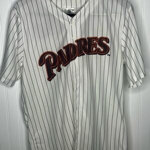 White and Black Striped Baseball Jersey (light staining on front)